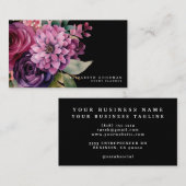 Premier Roze Paarse Bloemen Zwarte Visitekaartjes (Voorkant / Achterkant)