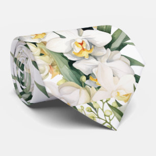 Premier Witte Orchideeën Formele Scherpe Heren Das