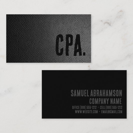 Premier zwart Faux lederen accountant Visitekaartje (Voorkant / Achterkant)