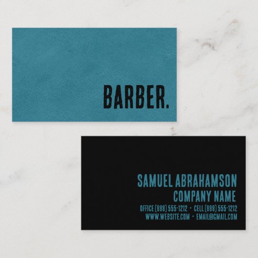 Premier Zwart Faux Lederen Barber Visitekaartje (Voorkant / Achterkant)