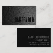 Premier zwart Faux lederen bartender Visitekaartje (Voorkant / Achterkant)