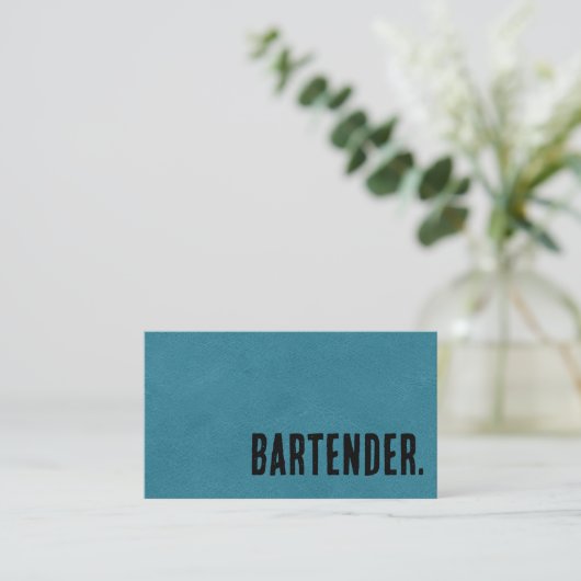 Premier zwart Faux lederen bartender Visitekaartje (Staand voorkant)