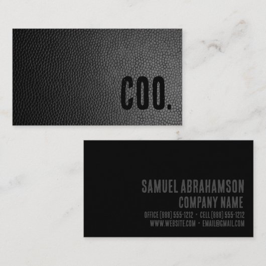 Premier zwart faux lederen COO Visitekaartje (Voorkant / Achterkant)