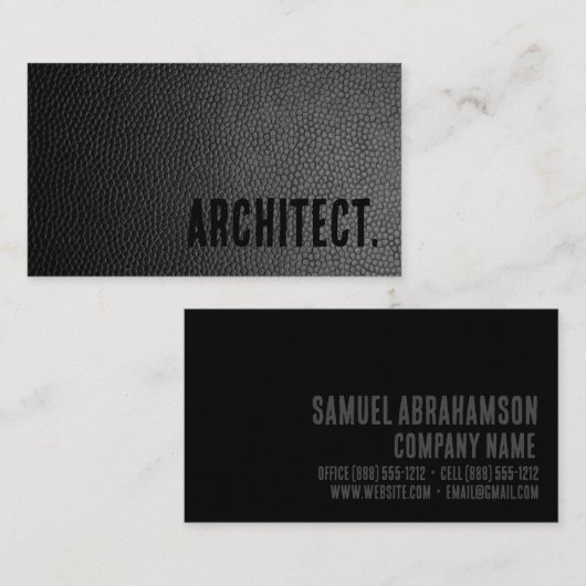 Premier zwart kunstleer architect visitekaartje (Voorkant / Achterkant)
