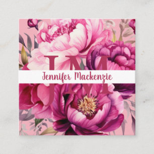 Première Chic Roze Bloemen Bloesem Vierkante Visitekaartje