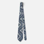 Premieure blauwe en witte paisley das (Voorkant)