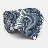Premieure blauwe en witte paisley das (Opgerold)