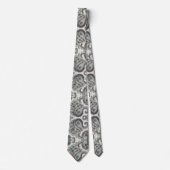Premieure Blauwe Gouden en Witte Paisley Das (Voorkant)