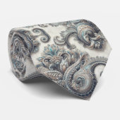 Premieure Blauwe Gouden en Witte Paisley Das (Opgerold)