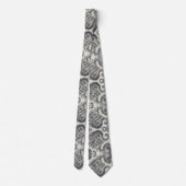 Premieure Blauwe Gouden en Witte Paisley Das (Achterkant)