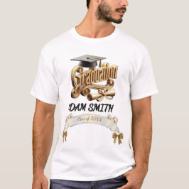 Premium 3D Gouden Persoonlijke Afstudeer T-shirt 2
