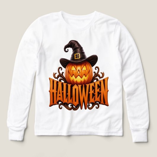 Premium 3D Halloween Pompoen Logo met Heksenhoed (Voorkant)