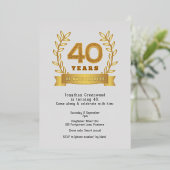 Premium '40 jaar geweldig' lichtgoud folie uitnodiging (Staand Voorkant)
