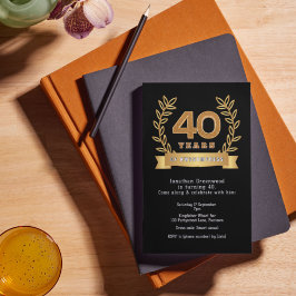 Premium '40 jaar van awesomeness' zwart & goud folie uitnodiging