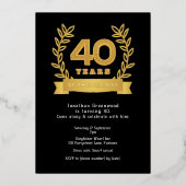 Premium '40 jaar van awesomeness' zwart & goud folie uitnodiging (Voorkant)