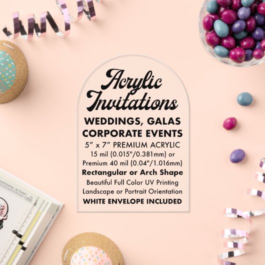 Premium 40 Mil Arched Clear Acryl Uitnodiging (Insitu (Viering))