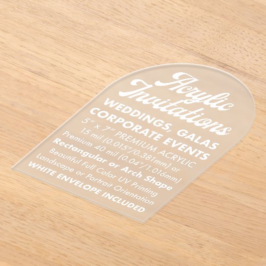 Premium 40 Mil Arched Frosted Acryl Uitnodiging (Laagn)