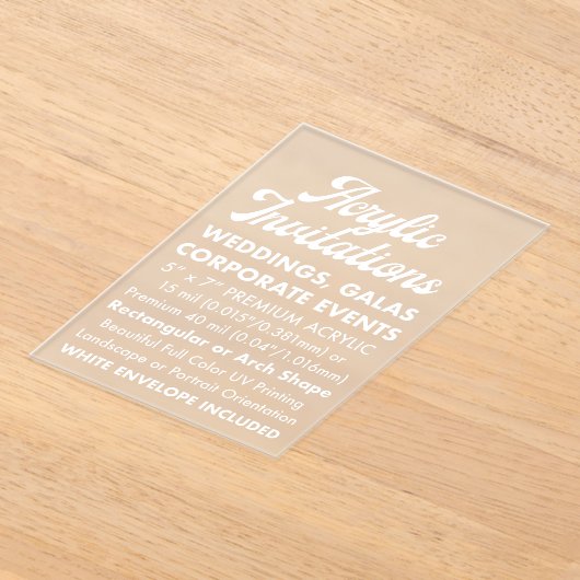 Premium 40 Mil Frosted Acryl Uitnodiging (Laagn)