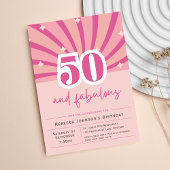 Premium 50e Verjaardag Uitnodiging roze retro