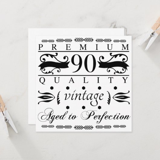 Premium 90e verjaardag kaart (Voorkant / Achterkant in situ)