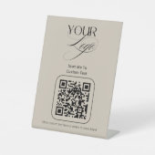 Premium Aangepaste Tekst Pastel Vanille QR-code Lo Reclamebord Met Voetstuk (Voorkant)