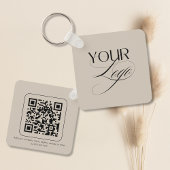 Premium Aangepaste Tekst Pastel Vanille QR-code Lo Sleutelhanger