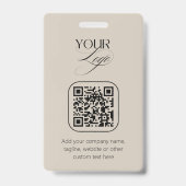 Premium Aangepaste Tekst Pastelvanille QR Code Log Badge (Achterkant)