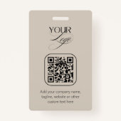 Premium Aangepaste Tekst Pastelvanille QR Code Log Badge (Voorkant)