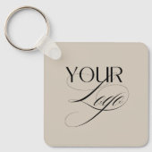 Premium Aangepaste Tekst Pastelvanille QR Code Log Sleutelhanger (Voorkant)