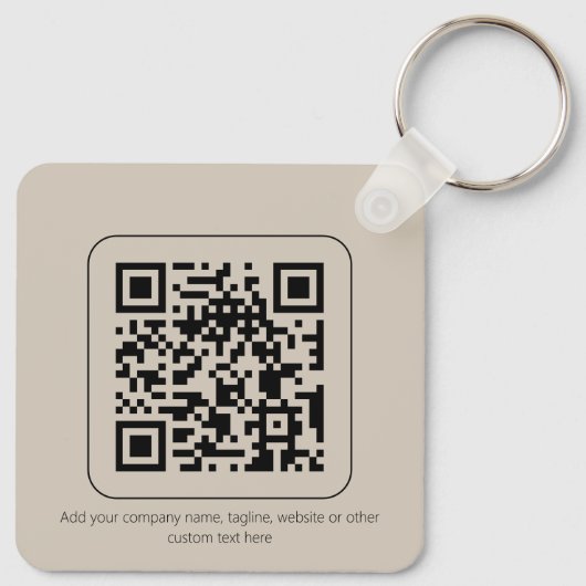 Premium Aangepaste Tekst Pastelvanille QR Code Log Sleutelhanger (Achterkant)