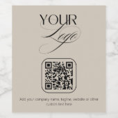 Premium Aangepaste Tekst Pastelvanille QR Code Log Wijn Etiket (Enkel label)