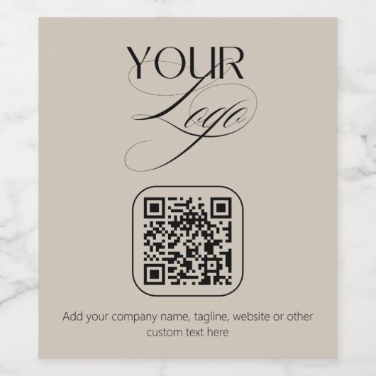 Premium Aangepaste Tekst Pastelvanille QR Code Log Wijn Etiket (Enkel label)