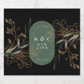 Premium - Abstracte zwarte moderne eucalyptusovaal Likeurfles Etiket (Enkel label)