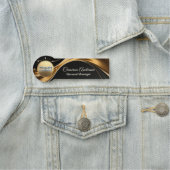 Premium Asymmetrical Black Gold Name Tag (In situ)