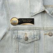 Premium Asymmetrical Gold Black Name Tag (In situ)
