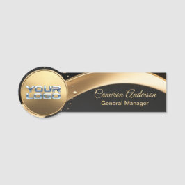 Premium Asymmetrische Gouden Zwarte Naambadge Naamplaatje