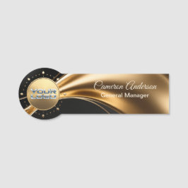 Premium Asymmetrische Gouden Zwarte Naambadge Naamplaatje