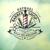 Premium Barber Shop  – Custom Available Raamsticker (Vel 3)