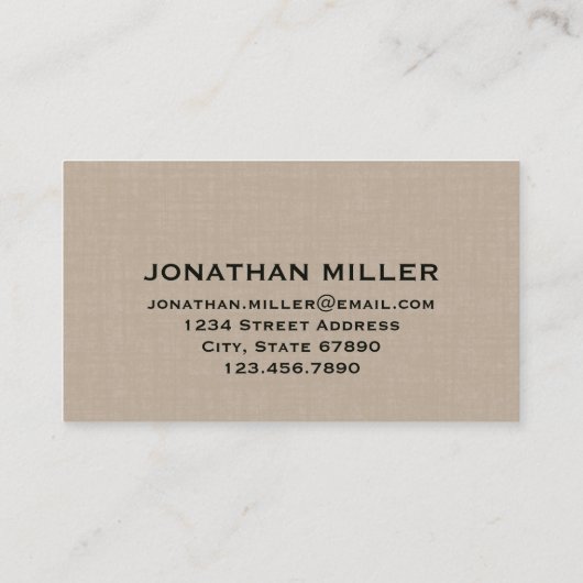 Premium Beige Linen Gold Monogram Visitekaartje (Achterkant)