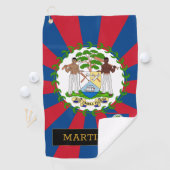Premium Belize Golf & Belizean Vlag / Patriots Golfhanddoek (Insitu)