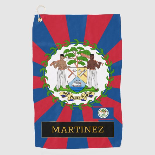 Premium Belize Golf & Belizean Vlag / Patriots Golfhanddoek (Voorkant)