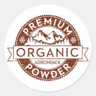Premium biologisch adirondack poeder ronde sticker