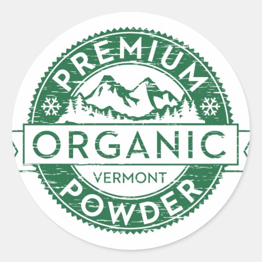 Premium biologische Vermont Powder Sticker (Voorkant)