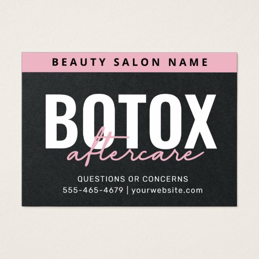 Premium Black Botox Aftercare Kaart (Voorkant)