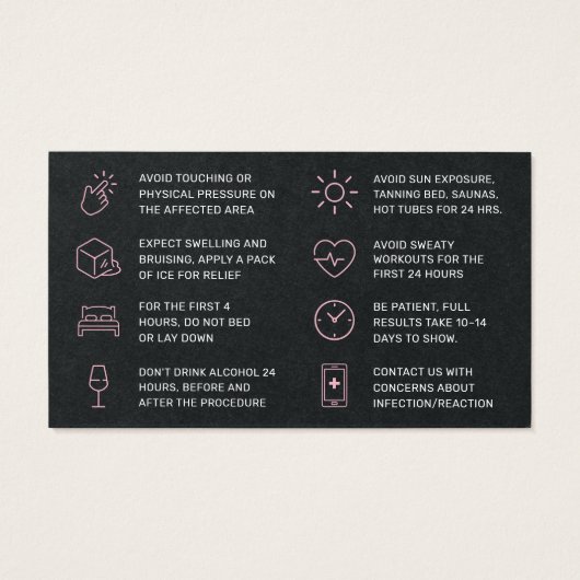 Premium Black Botox Injection Kaart (Achterkant)