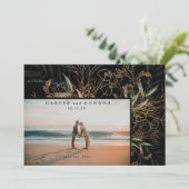 Premium Black Elegant Boho Sage Eucalyptus Foto Save The Date (Staand voorkant)