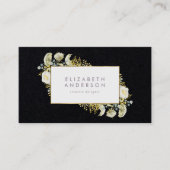 Premium Black Elegant Gold Wildflower Corporate Visitekaartje (Voorkant)
