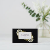 Premium Black Elegant Gold Wildflower Corporate Visitekaartje (Staand voorkant)