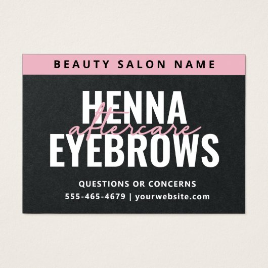 Premium Black Eyebrow Tint Henna Brows Aftercare Visitekaartje (Voorkant)