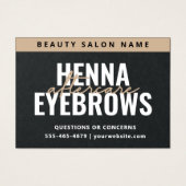Premium Black Eyebrow Tint Henna Brows Aftercare Visitekaartje (Voorkant)